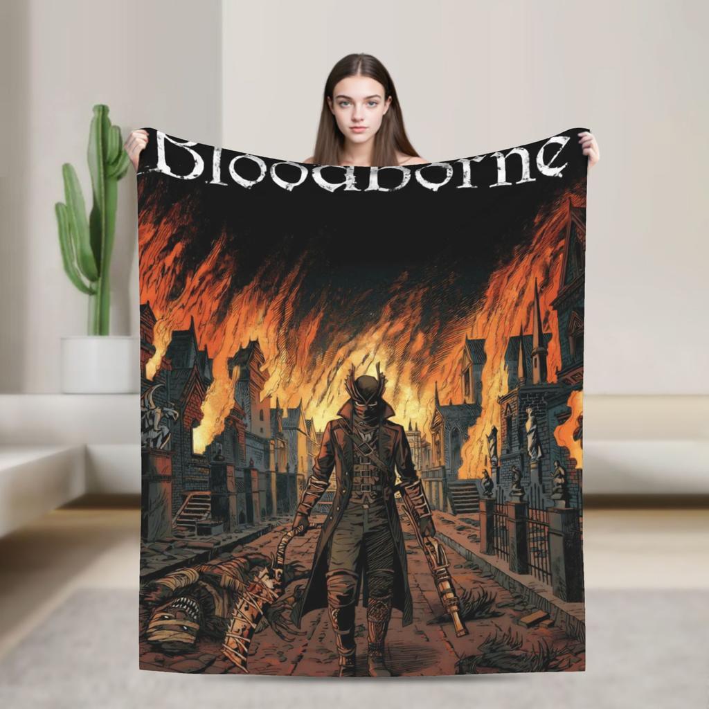 Bloodborne Dark Souls Decke Warm Weich Bedruckte Plüschdecke für Mädchen Jungen Sofa Stuhl Flanell Tagesdecke Bettbezug