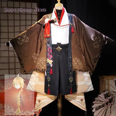 STOKTA Aether Cosplay Oyunu Genshin Etki Aether Doujin Cosplay Kostüm Kimono Gezgin Cadılar Bayramı Aether Doujin