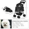 Dog Pram Dog Stroller Foldable Pet Pushchair with 4 Wheels, Safety Leashes, Cup Holder for Small Dogs, Black
