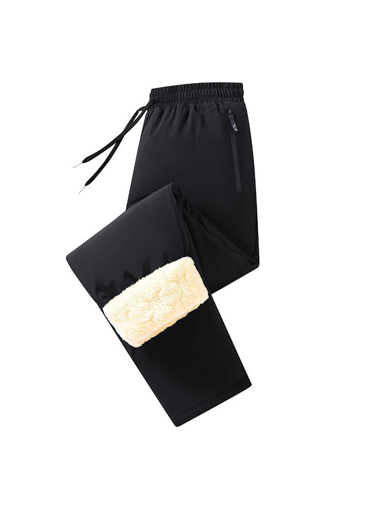 Thickened lamb wool sweatpants men's winter windproof velvet casual pants thermal cotton pants