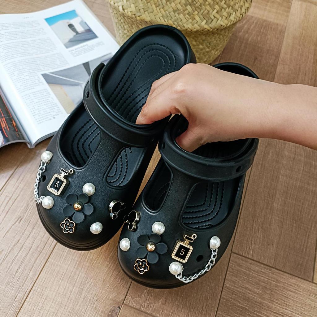 New Hole Shoe Buckle Small Flower Perfume Bottle Accessories Removable Pearl Chain Shoe Flower DIY Decorative Accessories
