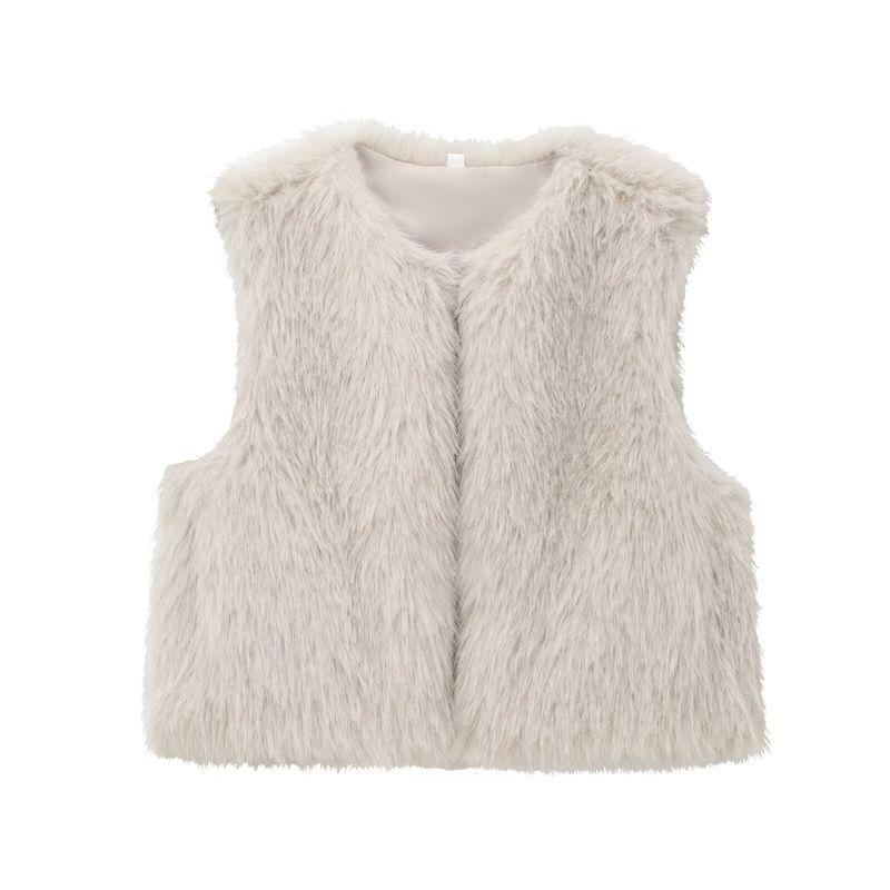 Zbzr Autumn New Women Clothes Western Style Versitile Fashion Sleeveless Faux Fur Short Vest 1255799
