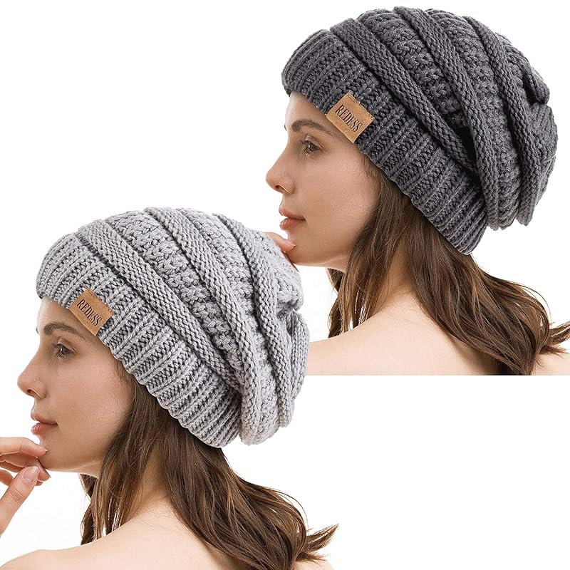 

[REDESS] unisex for winter Relaxing beanie hat Thick soft oversized cable knit cap