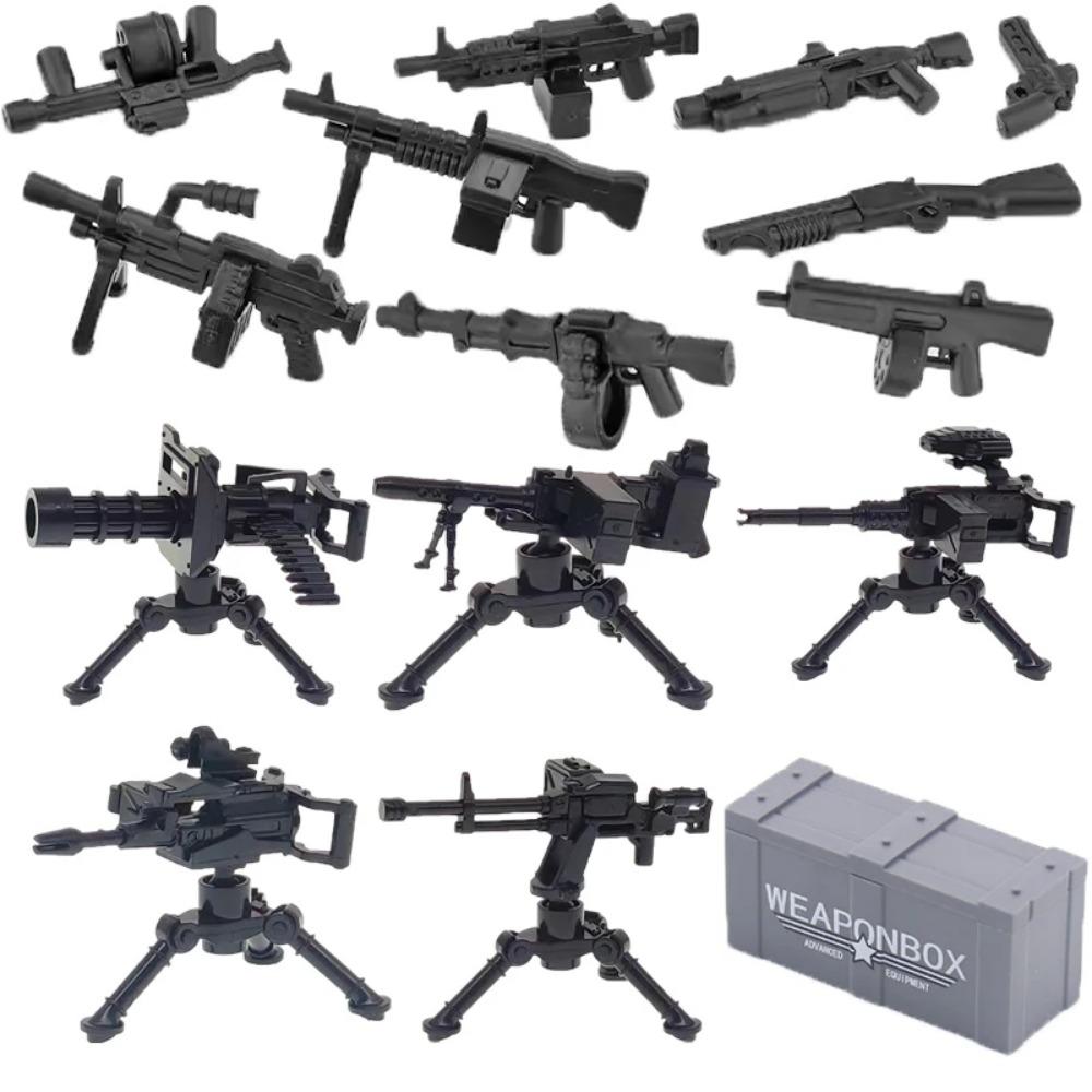 WWII Building Blocks Military Weapons Police Soldier Figure Accessories Model Brick Gun Cannon Launcher Bunker Outpost Toy X017
