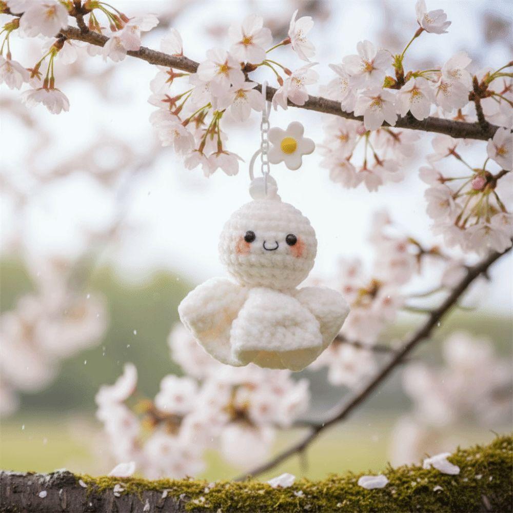 Crochet Design Keychain Plush Material Car Hanging Pendant Cartoon Ghost Doll Pendant For Girls