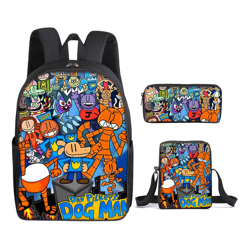 Klassiek Nieuwigheid Luxe Hond Man 3D Print 3 stuks/Set leerling Schooltassen Laptop Dagrugzak Rugzak Schuin gedragen schoudertas Etui