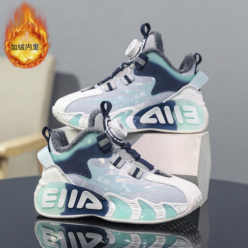 Boys Shoes Basketball Shoes 2025 Spring and Summer New Primary School Children Button Sports Shoes Girls Middle School Children Running Shoes