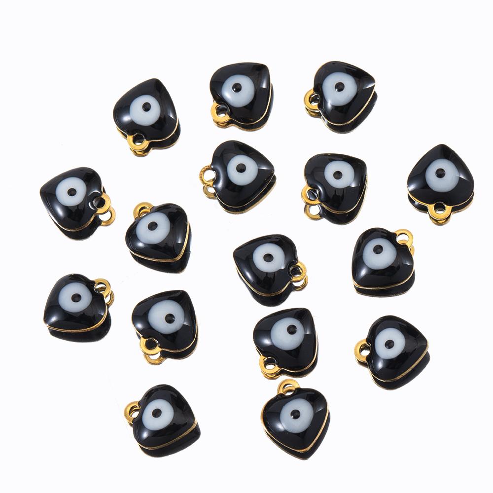 20pcs Round Ball Charms Stainless Steel Turkish Evil Eye Earring Pendant Base DIY Boho Jewelry Making Bracelet Supply Mix Color