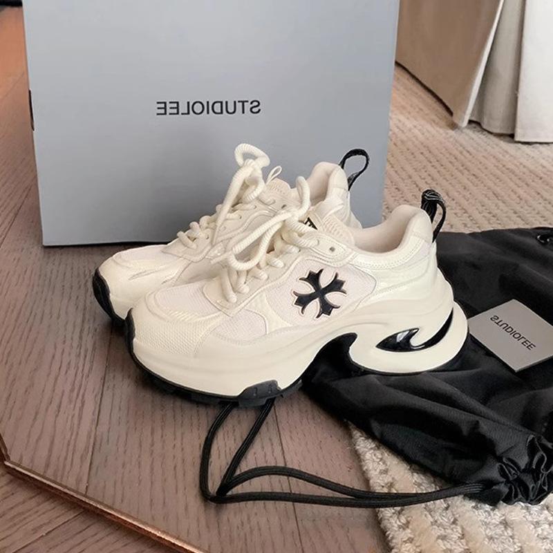 Grape mother Studiolee spring new fashionable cross flower heightening platform lace-up versatile sports dad shoes