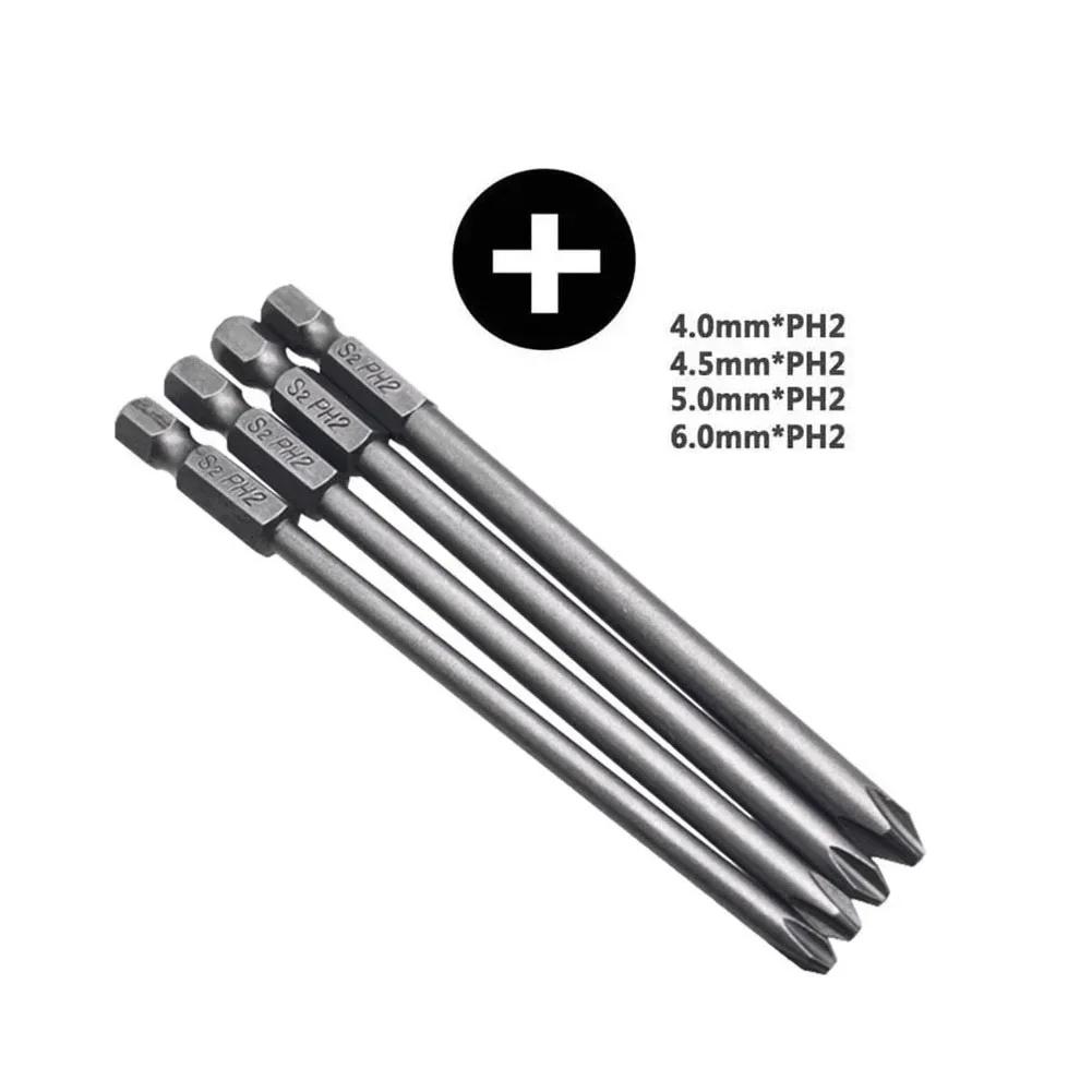 4pcs 1/4 Hex Shank Screwdriver Bit Torx/Hexagon/Cross/Slotted Screwdriver Bits Magnetic Driver Tools 3MM/4MM/5MM/6MM Hand Tools