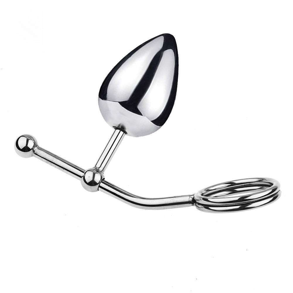 Removable Anal Butt Plug with Adjustable Penis Ring Metal Sexy Detachable Anal Plug Steel Single Double Ball Adult Toys for Men