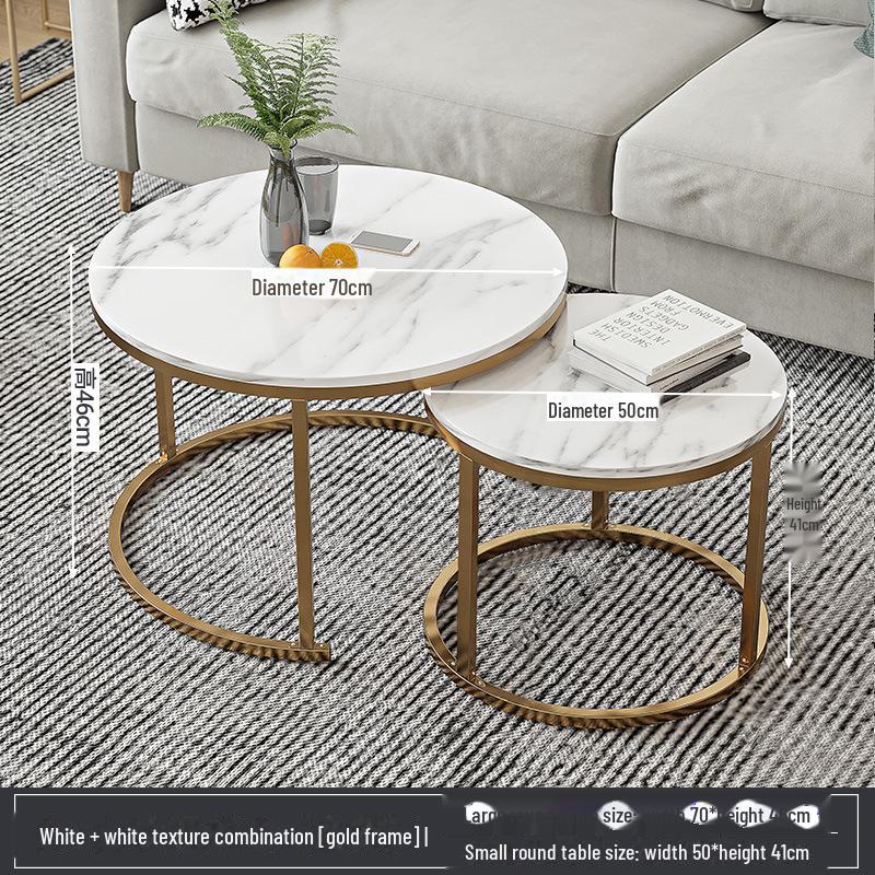 Modern Round Coffee Table: Elegant Small Side Table for Living Room or Balcony