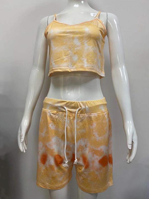 

Летний повседневный костюм с принтом тай-дай в европейском и американском стиле 2021 г. Extra Large