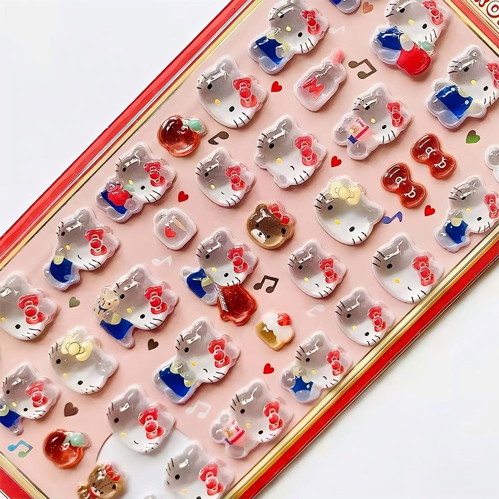 Cute Sanrio Kuromi My Melody Cinnamoroll 3D Relief Stickers Kawaii Cartoon Crystal Decoration Sticker DIY Laptop Phone Toy Gift