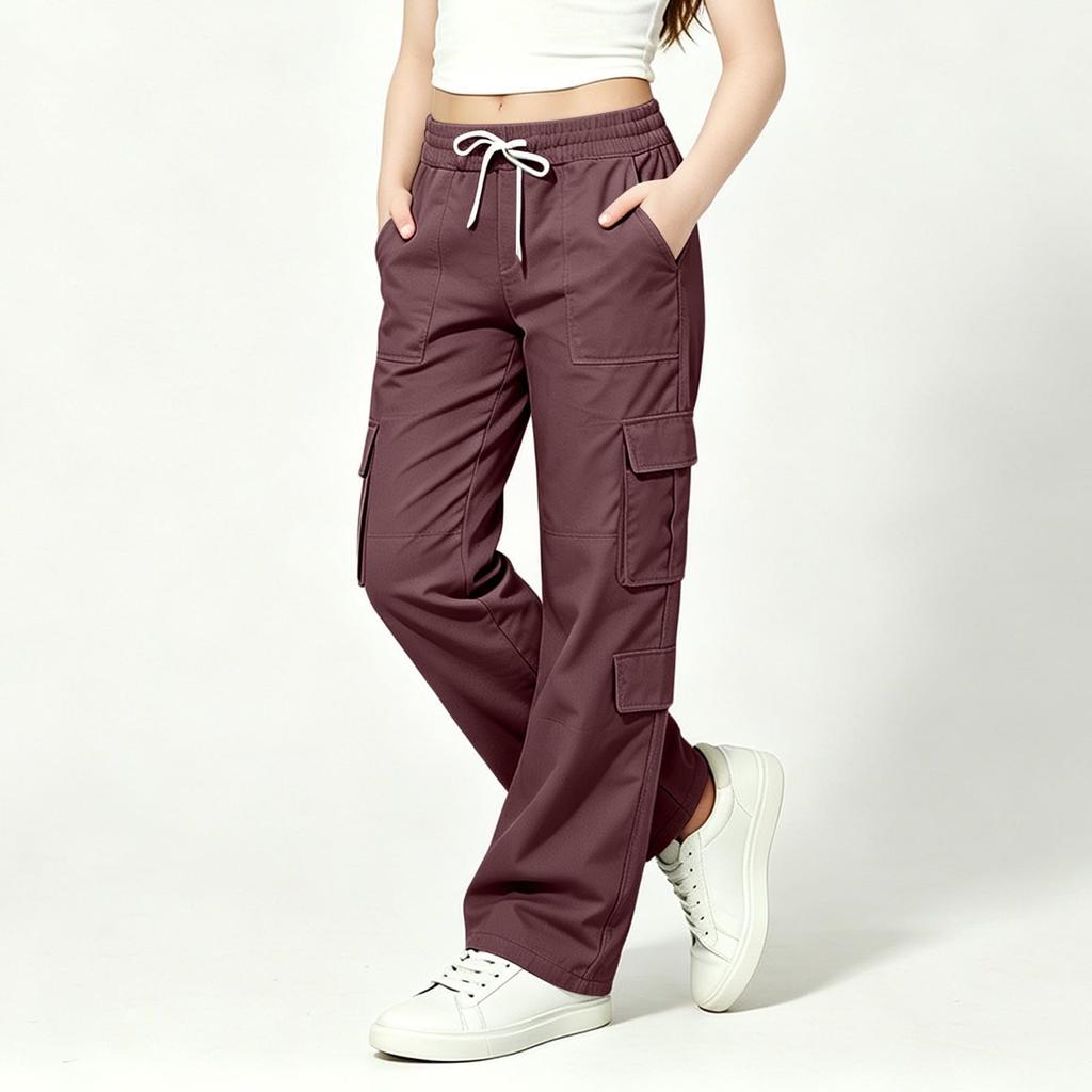 Children's Color Multi-Pocket Cargo Pants Casual Versatile Everyday Wear for Boys and Girls