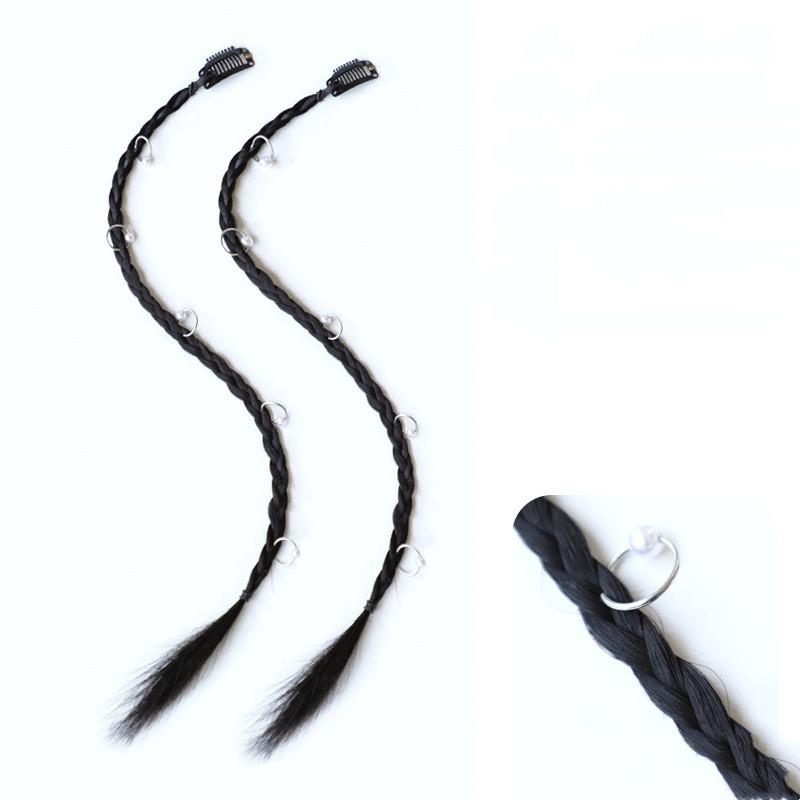 

2 шт., синтетический парик, косы с заколками, коса для наращивания волос, аксессуары, кольца, дреды, веревка для волос в стиле хип-хоп, мишура