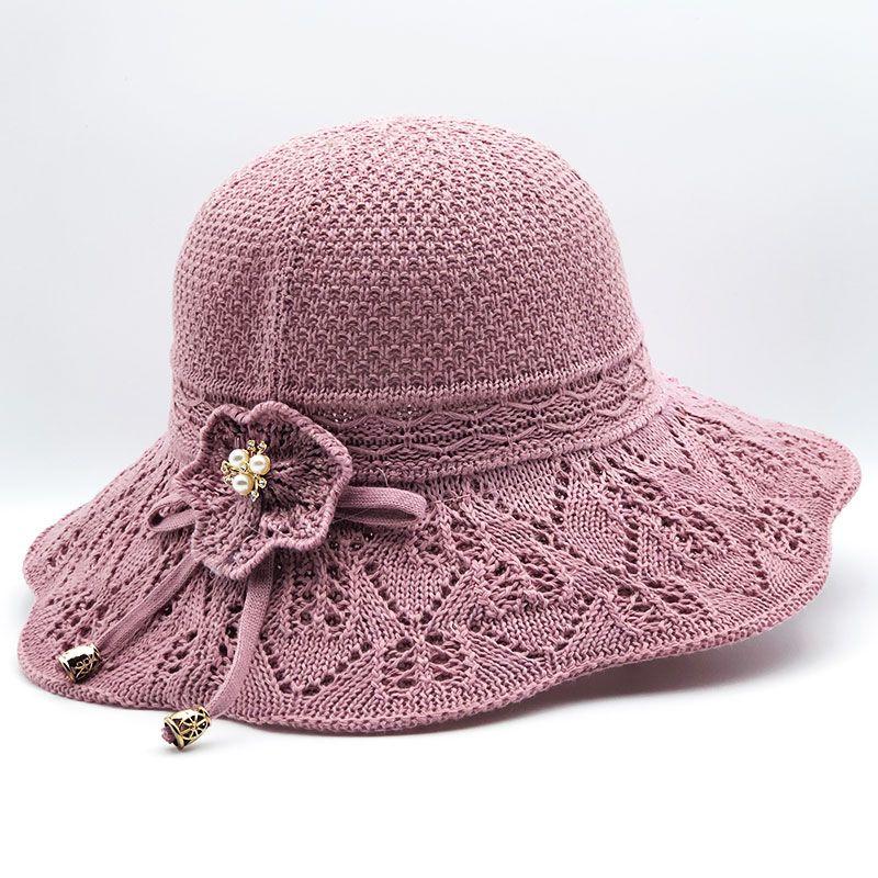 Sun Hat Women's Sun Protection Outdoor Cotton Jacquard Knitted Folding Sun Hat Summer