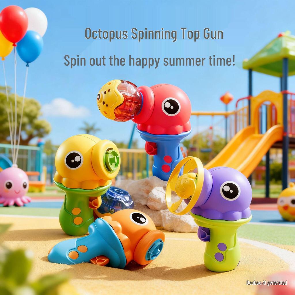 Cross-Border Luminous Octopus Spinning Top Bamboo Dragonfly Flying Saucer Interactive Battle Educational Toy
