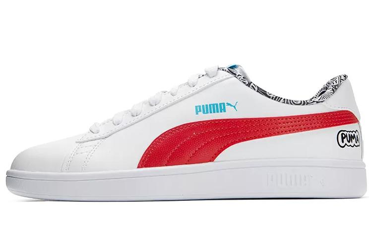 PUMA Smash V2 Me Happy White Red 386396-01 37.5