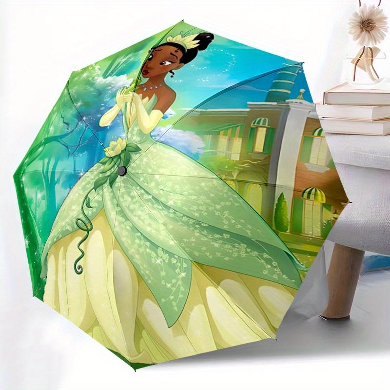 1pc Princess Tiana and the Frog Automatic 3-Fold Umbrella Design, Cute Cartoon Pattern, Portable Outdoor Umbrella, Perfect, Holiday Gift for