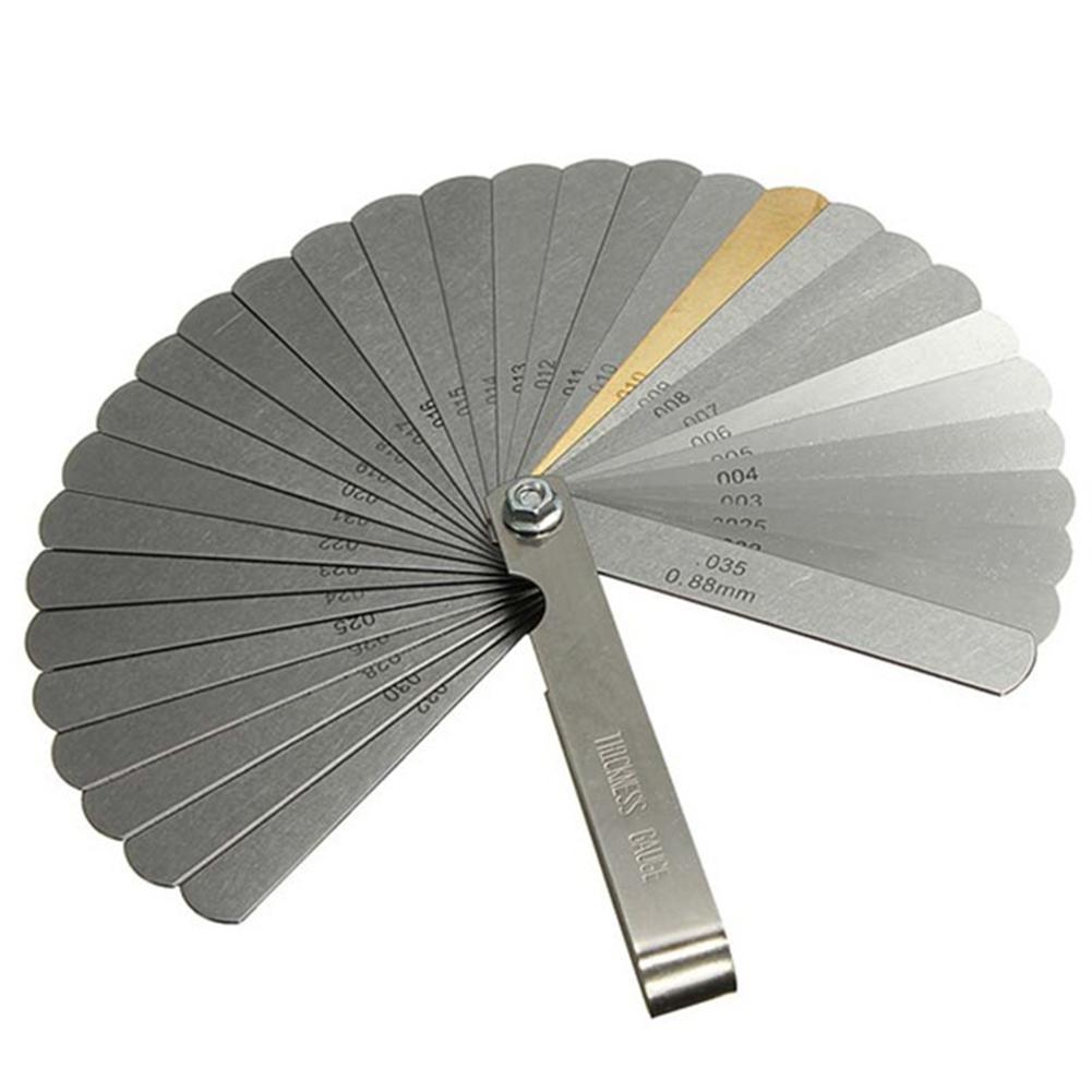 Stainless Steel Feeler Gauge Metric Imperial 0.04-0.88mm Thickness Scale 32 Blades Combination Measuring Instruments