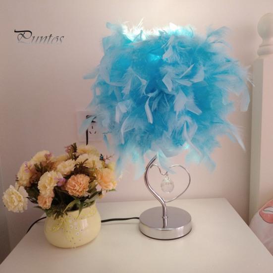 

Светодиодная лампа на прикроватной тумбочке с подвесным светильником и устойчивым основанием, мягкий свет, кнопочный выключатель, романтический декор для спальни EU небесно-голубой