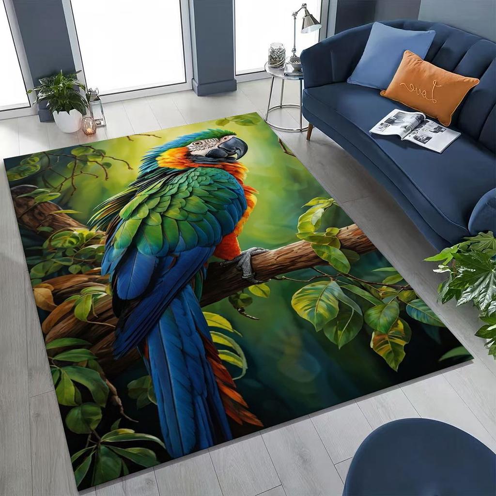 Colorful Tropical Parrot Macaw Natural Birds Art Rug for Bedroom Living Room Sofa Home Doormat Decor,Large Non-slip Floor Mat