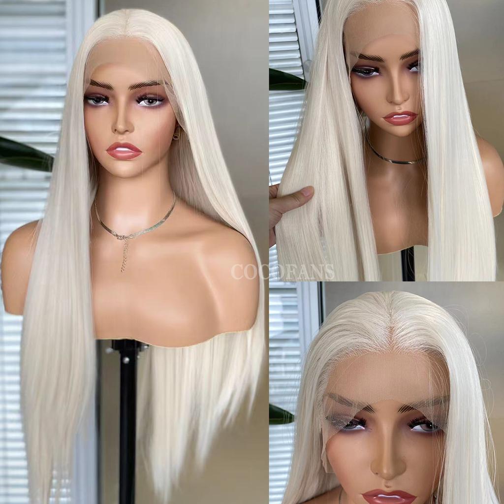 AIMEYA Lavender Purple Silky Straight Lace Front Wig Women's Synthetic Wig 13x4 Black /Blonde/Brown/ Blue Color Daily Cosplay
