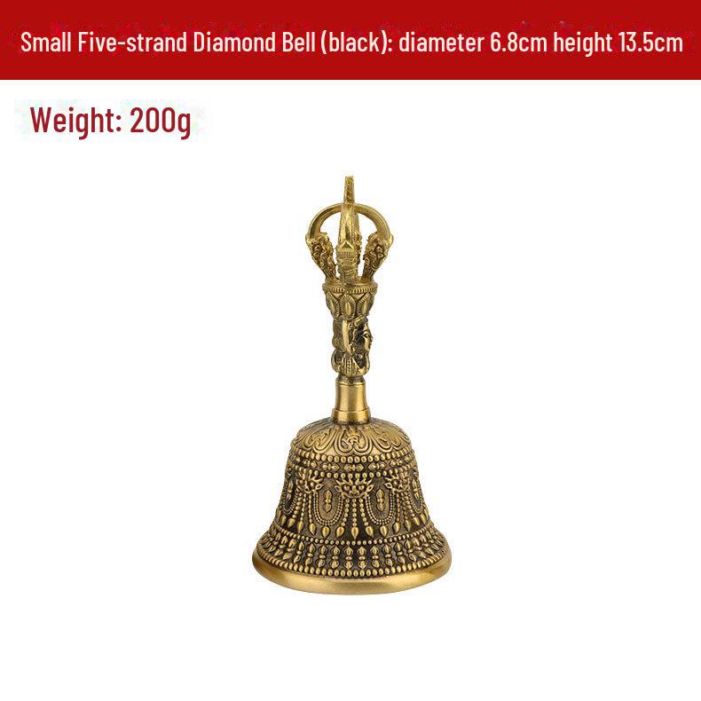 "Brass Hand Rattle with Five Bells for Home or Shop Use"
