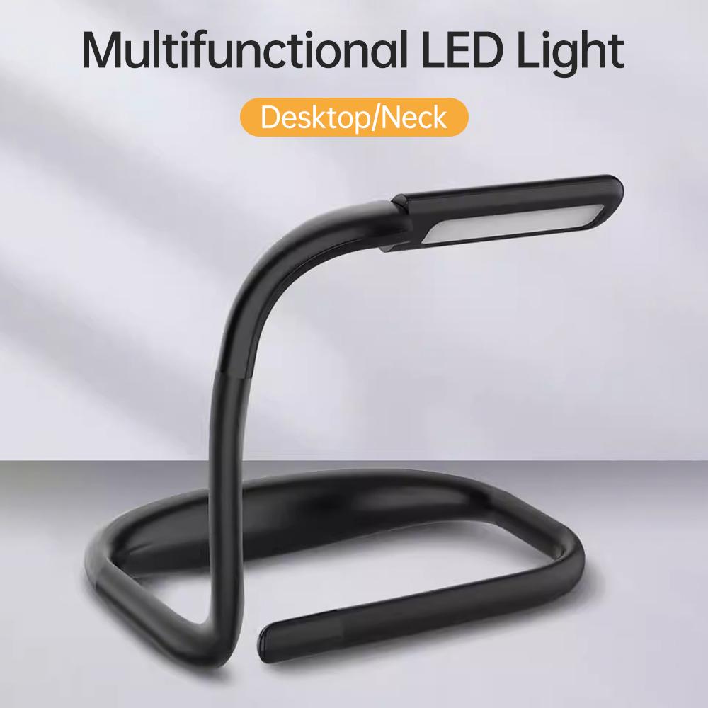 Neck Reading Light Rechargeable Book Light with 3 Color Adjustable Brightness Eye friendly Desk Lamp Bendable Arms