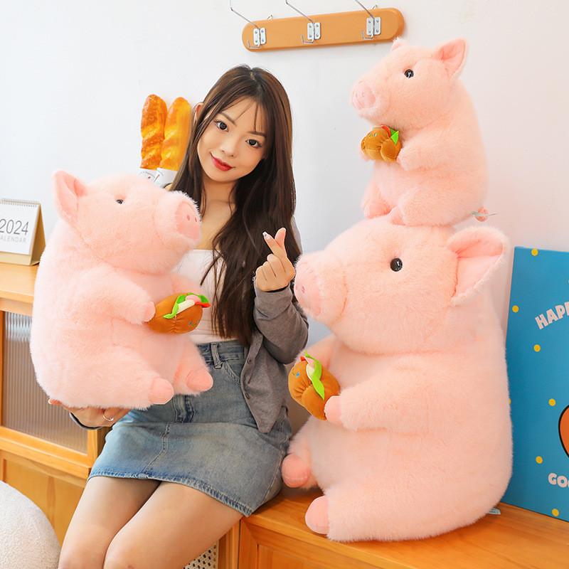 Pig Hamburger Doodle Doll Plush Toy Girl Child Sooth Cute Greedy Doll Gifts