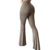 Yoga Pants Women Wide Leg Casual Trousers Elastic High Waist Hip-Hugging Style Solid Color Ribbed Fitness Pants