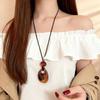 Vintage Colorful Dyeing Resin Necklaces for Women Fashion Simple Oval Pendant Sweater Chain Necklaces Winter Jewelry