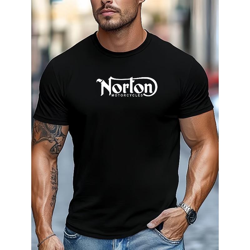 Men's Norton Motorcycle Graphic Summer Casual Short-Sleeve T-Shirt, PLUS SIZE