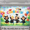 2D Congrats Graduation Backdrop Kids Cap Diploma Background Cloth