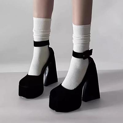 Spice Girl Sexy High Heels Thick Heel Mary Jane Shoes with Large Size Waterproof Table Barbie Shoes Women's New 2025