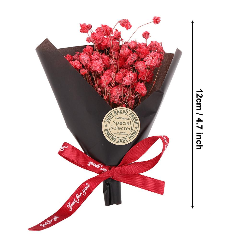 Natural Dried Flower Mini Bouquet Flowers Wedding Decoration Photo Props (Red)