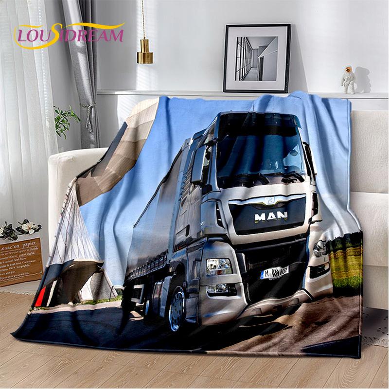 HD Man Truck Lorry 3D Printing Soft Flannel Blankets,Throw Blanket Comfortable Blanket for Picnic Beds Sofa Home Bedroom Gifts