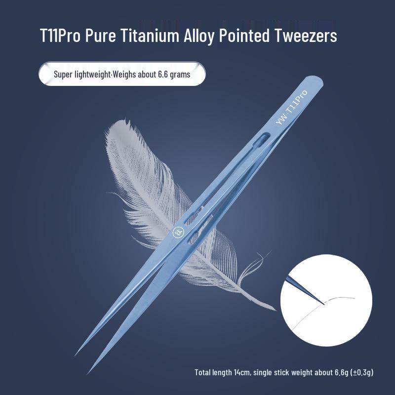 Titanium Alloy Tweezers with Anti-Flywire, Extra Sharp Bent & Straight Tips for Fingerprint Mobile Phone Repair