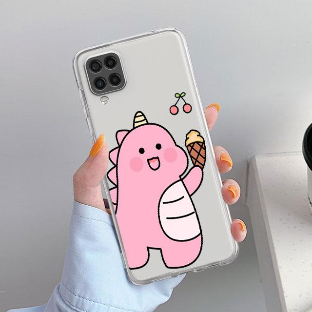 

Прозрачный чехол для Samsung Galaxy A52 A12 A51 A32 A21s A71 A32 A22 50 A70 A31 A72 5G, чехол для телефона, милый чехол с маленьким динозавром Samsung A71 5G