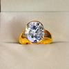Moissanite Oval Cut With 925 Sterling Silver Gold Plated Ring For Men's #B271 JL375681917911