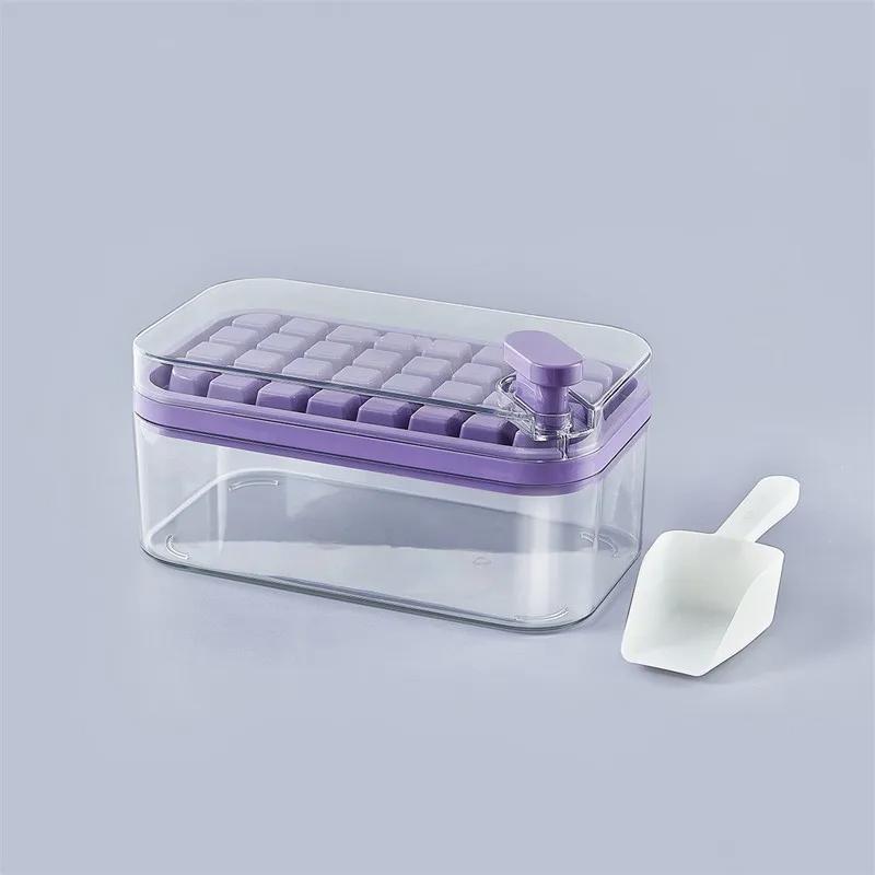 

Multifuctional Ice Cube Molds Silicones Ice Mould Food Grade Mold Square Container Cold Drink Set Button Press Gather Ice Maker