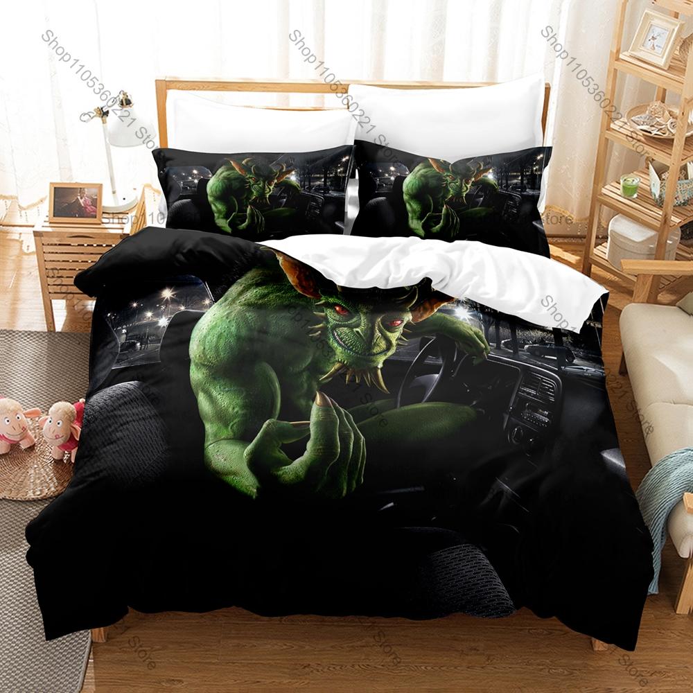 Demon Monster Skull Flame Dark Gothic Horror Fantasy Creature HD Print Bedding Set Duvet Cover 2 Pillowcases Gothic Horror Decor