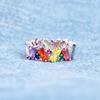 Ladies' Asymmetrical Color Synthetic Zircon Ring, Eye-catching Jewelry, Stackable Ring, Daily Wear