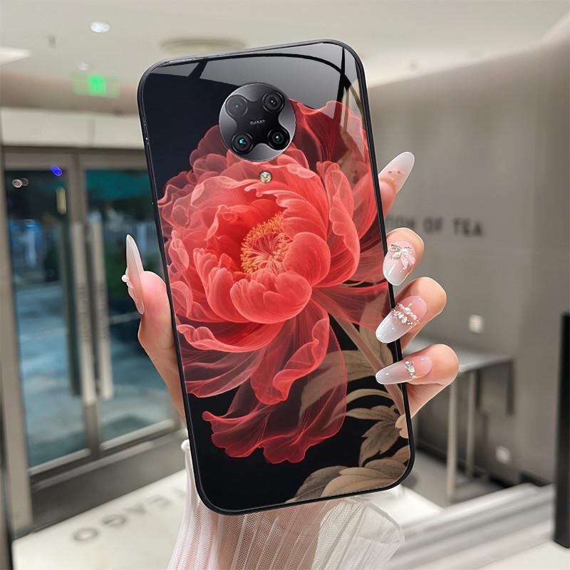 

Beautiful Flower Cute Cartoon Cats Case For Poco F2 Pro / Redmi K30 Pro Tempered Glass Phone Case Protective Cover Hard Shell Redmi K30 Pro