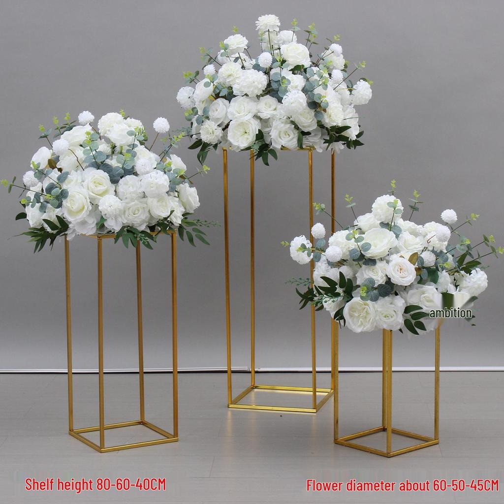Simulated Silk Floral Arrangement: Round Flower Ball for Aisle, Table, or Wedding Stage Decoration.
