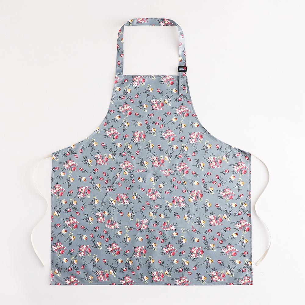 Stain Resistant Floral Printed Apron Adjustable Oil Resistant Waterproof Apron with Pockets Elegant Cooking Apron Kitchen