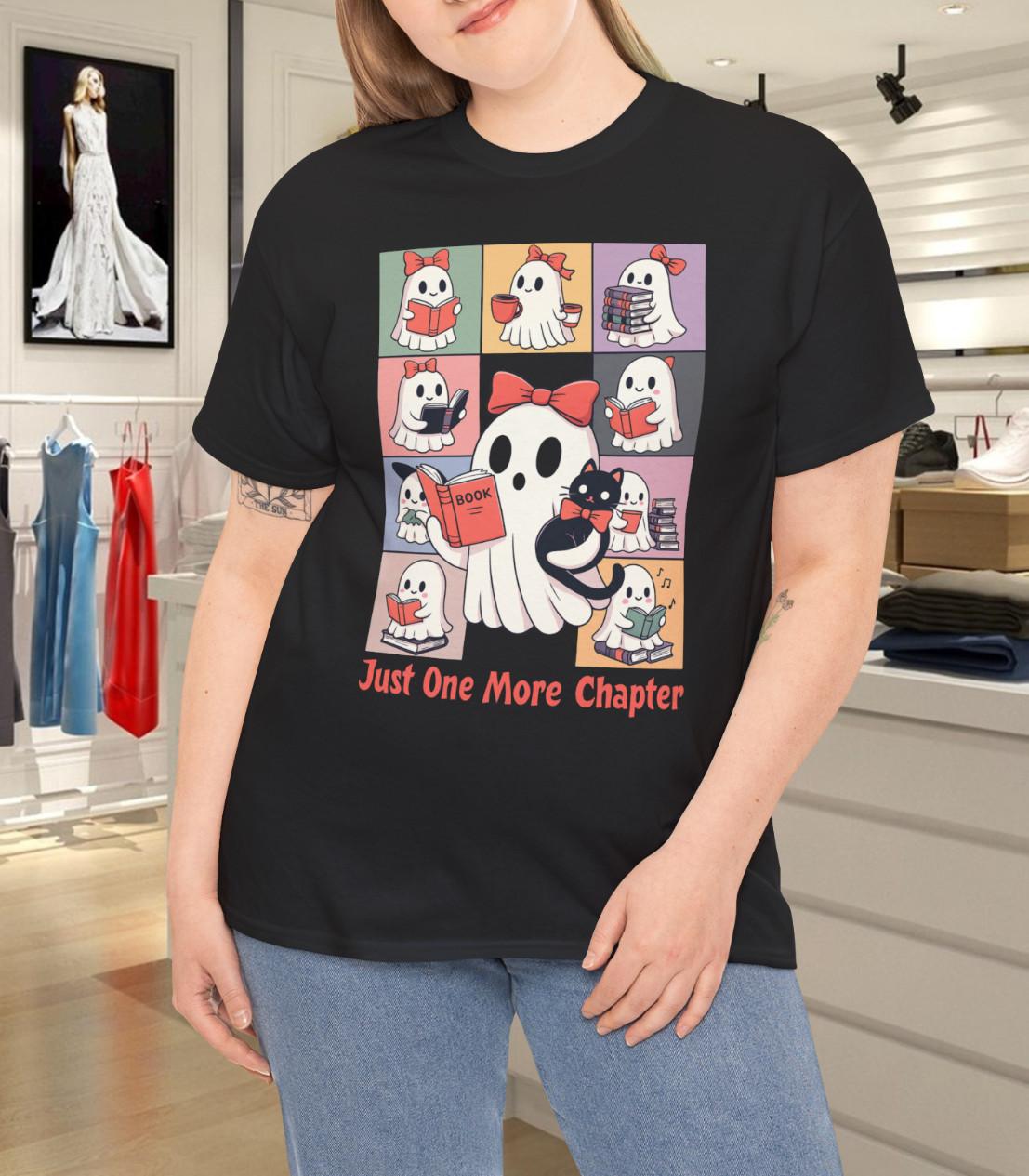 Just One More Chapter GhosT Shirt Mens Womens Tees Top, Bookish Halloween Shirts 4XL