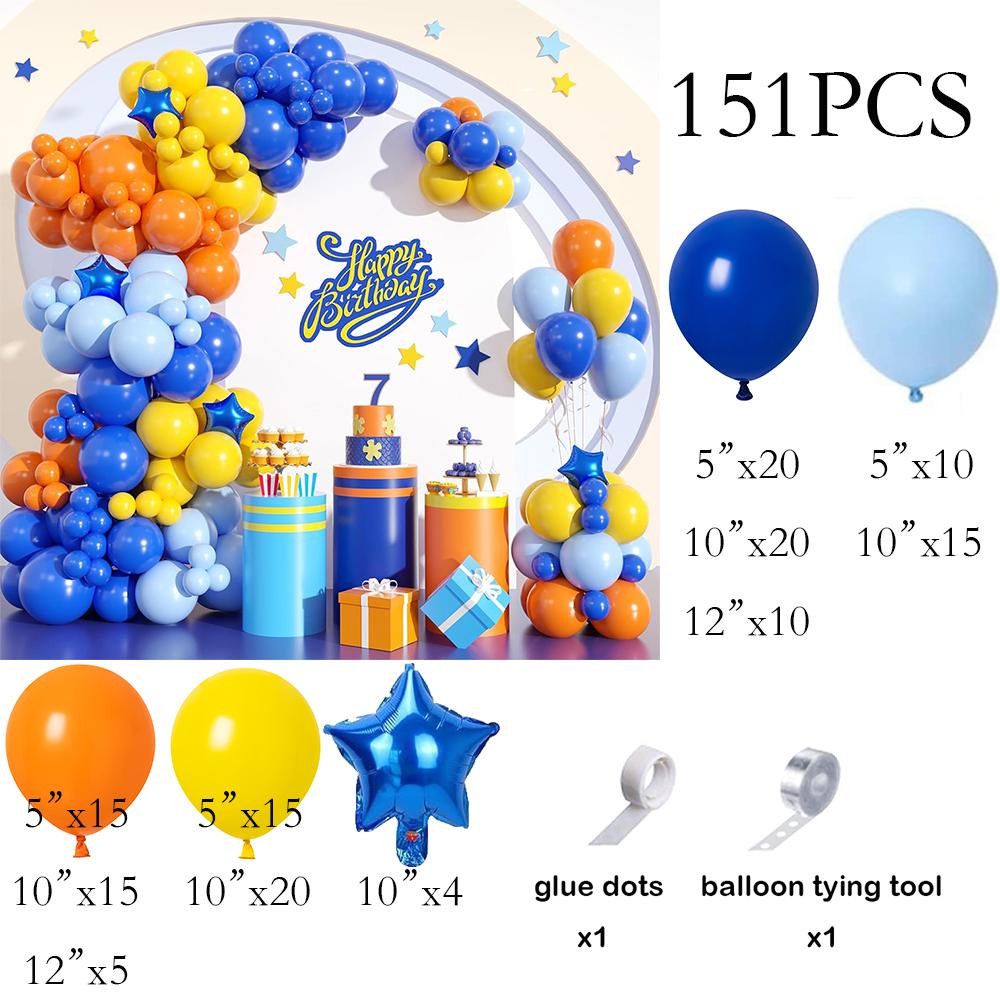 

Royal Blue Yellow Orange Balloons Garland Blue Five Star Foil Globos Birthday Party Baby Shower Graduation Decoration Supplies As Picture