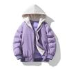 Warm fake two pieces, new autumn and winter coats, men's and women's trendy and versatile couples' clothing, hooded casual young student cotton